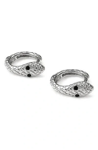Rebl Snake Huggie Hoop Earrings In Silver