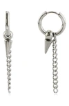 Rebl Spike Chain Drop Huggie Hoop Earrings