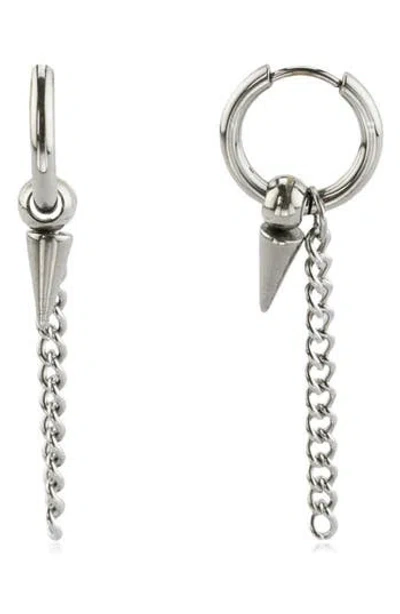 Rebl Spike Chain Drop Huggie Hoop Earrings
