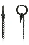 Rebl Spike Chain Drop Huggie Hoop Earrings