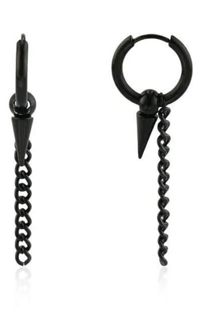 Rebl Spike Chain Drop Huggie Hoop Earrings