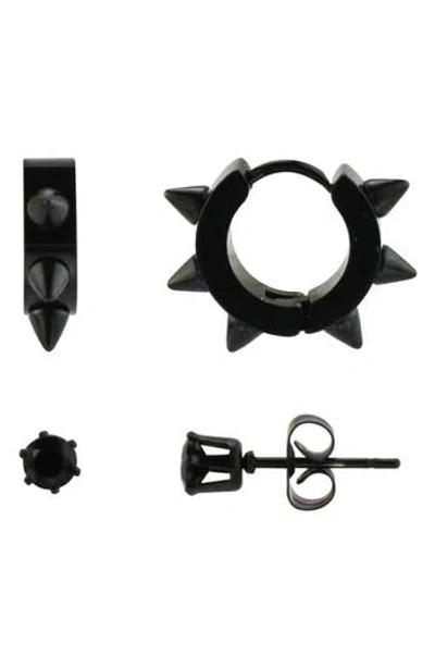 Rebl Spike Huggie & Stud Earrings Set
