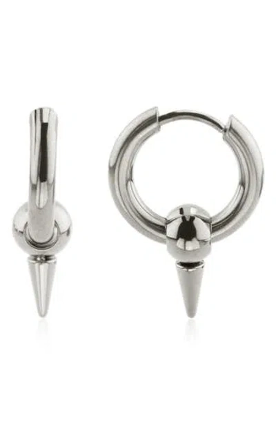Rebl Spike Huggie Hoop Earrings In Silver