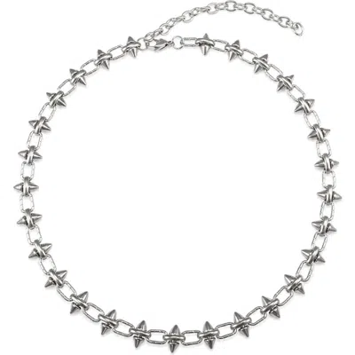 Rebl Spike Link Necklace In Silver
