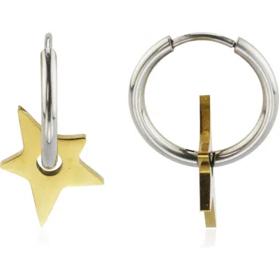 Rebl Spike Star Huggie Hoop Earrings