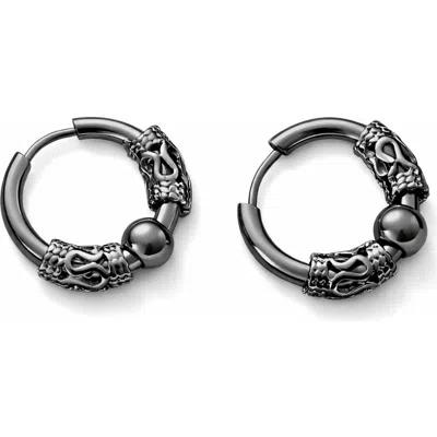 Rebl Stainless Steel Snake Wrapped Huggie Hoop Earrings In Black