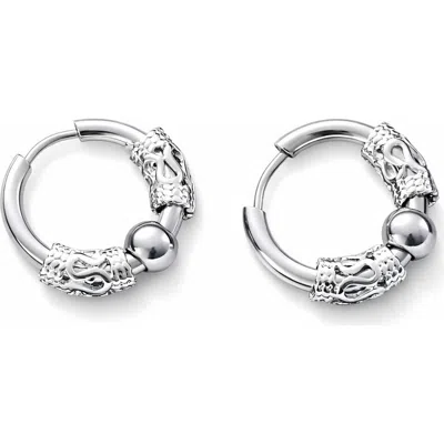 Rebl Stainless Steel Snake Wrapped Huggie Hoop Earrings In Silver