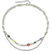Rebl Y2k Layered Charm Necklace In Silver