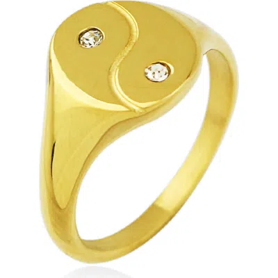 Rebl Yin & Yang Signet Ring In Gold