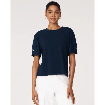 Rebody Active Cargo Short Sleeve Top In Navy