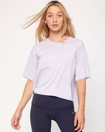 Rebody Active Cozy Boxy Tee Short Sleeve In Purple Lace