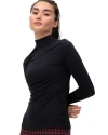 Rebody Active Cozy Mock Neck Long Sleeve Top In Cozy Black