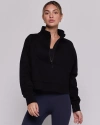 Rebody Active Effortless Fleece Crop Half Zip Sweatshirt In Black