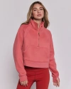 Rebody Active Effortless Fleece Crop Half Zip Sweatshirt In Goji Berry