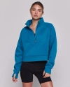 Rebody Active Effortless Fleece Crop Half Zip Sweatshirt In Moroccan Blue