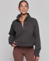 Rebody Active Effortless Fleece Crop Half Zip Sweatshirt In Phantom Grey