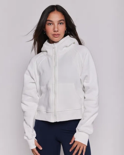 Rebody Active Effortless Fleece Full Zip Hoodie In Brilliant White