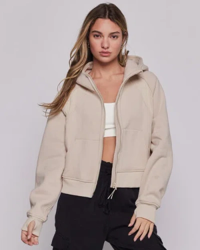 Rebody Active Effortless Fleece Full Zip Hoodie In Sand