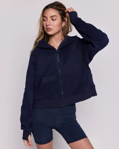 Rebody Active Effortless Fleece Full Zip Hoodie In True Navy