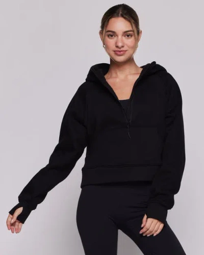 Rebody Active Effortless Fleece Half Zip Hoodie In Black