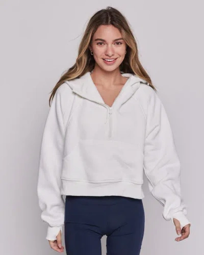 Rebody Active Effortless Fleece Half Zip Hoodie In Brilliant White
