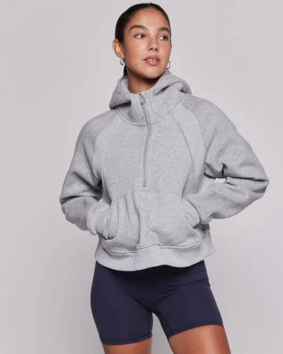 Rebody Active Effortless Fleece Half Zip Hoodie In Heather Grey