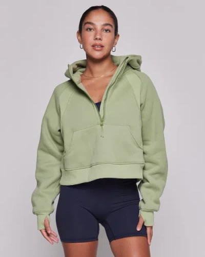 Rebody Active Effortless Fleece Half Zip Hoodie In Matcha