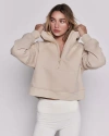 Rebody Active Effortless Fleece Half Zip Hoodie In Sand