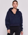 Rebody Active Effortless Fleece Half Zip Hoodie In True Navy