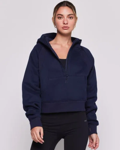 Rebody Active Effortless Fleece Half Zip Hoodie In True Navy