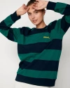 Rebody Active Embroidered Rebody Rugby Striped Sweatshirt Sustainable In Navy/green