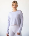 Rebody Active Go With The Flow Crop Long Sleeve Top In Purple Lace