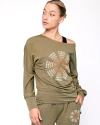 Rebody Active Karma Graphic Long Sleeve Top In Green