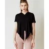 Rebody Active Knot Your Race Short Sleeve Hoodie In Black