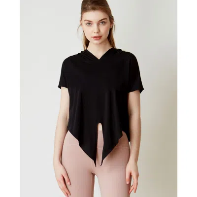 Rebody Active Knot Your Race Short Sleeve Hoodie In Black