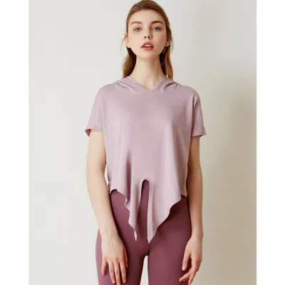 Rebody Active Knot Your Race Short Sleeve Hoodie In Stone Mauve