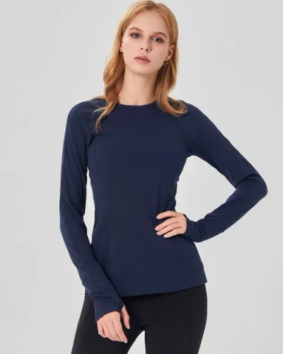 Rebody Active Morning Glory Long Sleeve Top In Navy