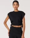 Rebody Active Nadine Scuba Shirring Top In Black