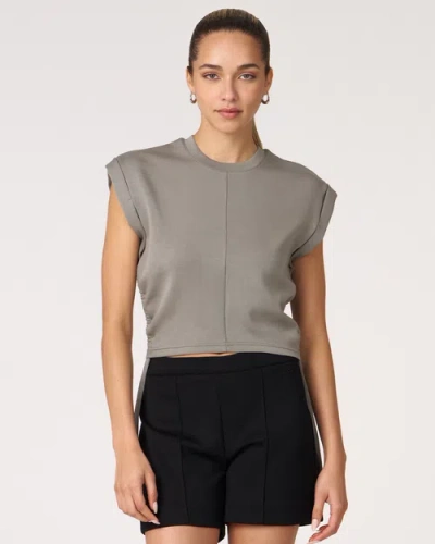 Rebody Active Nadine Scuba Shirring Top In Desert Sage