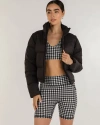 Rebody Active On The Go Puffer Convertible Jacket Vest In Black