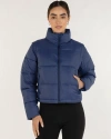 Rebody Active On The Go Puffer Convertible Jacket Vest In Electric Blue