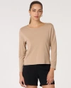 Rebody Active Rebody Essentials Mid Length Long Sleeve Top In Sand