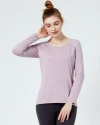 Rebody Active Rebody Essentials Scooped Long Sleeve Top In Stone Mauve