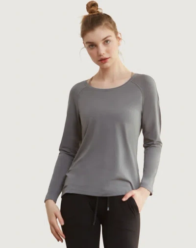 Rebody Active Rebody Essentials Scooped Long Sleeve Top In Stone Olive