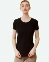Rebody Active Rebody Essentials Scooped Short Sleeve Top In Black