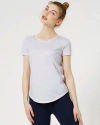 Rebody Active Rebody Essentials Scooped Short Sleeve Top In Gray