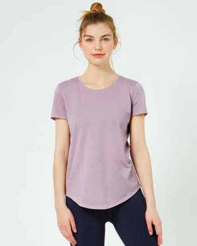 Rebody Active Rebody Essentials Scooped Short Sleeve Top In Purple