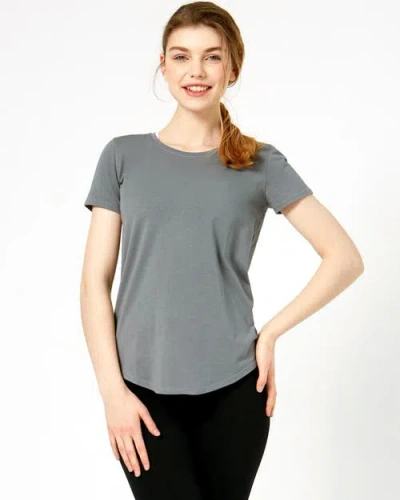Rebody Active Rebody Essentials Scooped Short Sleeve Top In Stone Olive