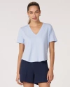 Rebody Active Rebody Essentials V Neck Short Sleeve Top In Baby Blue