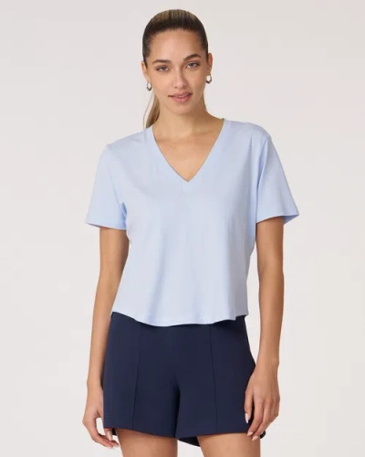 Rebody Active Rebody Essentials V Neck Short Sleeve Top In Baby Blue
